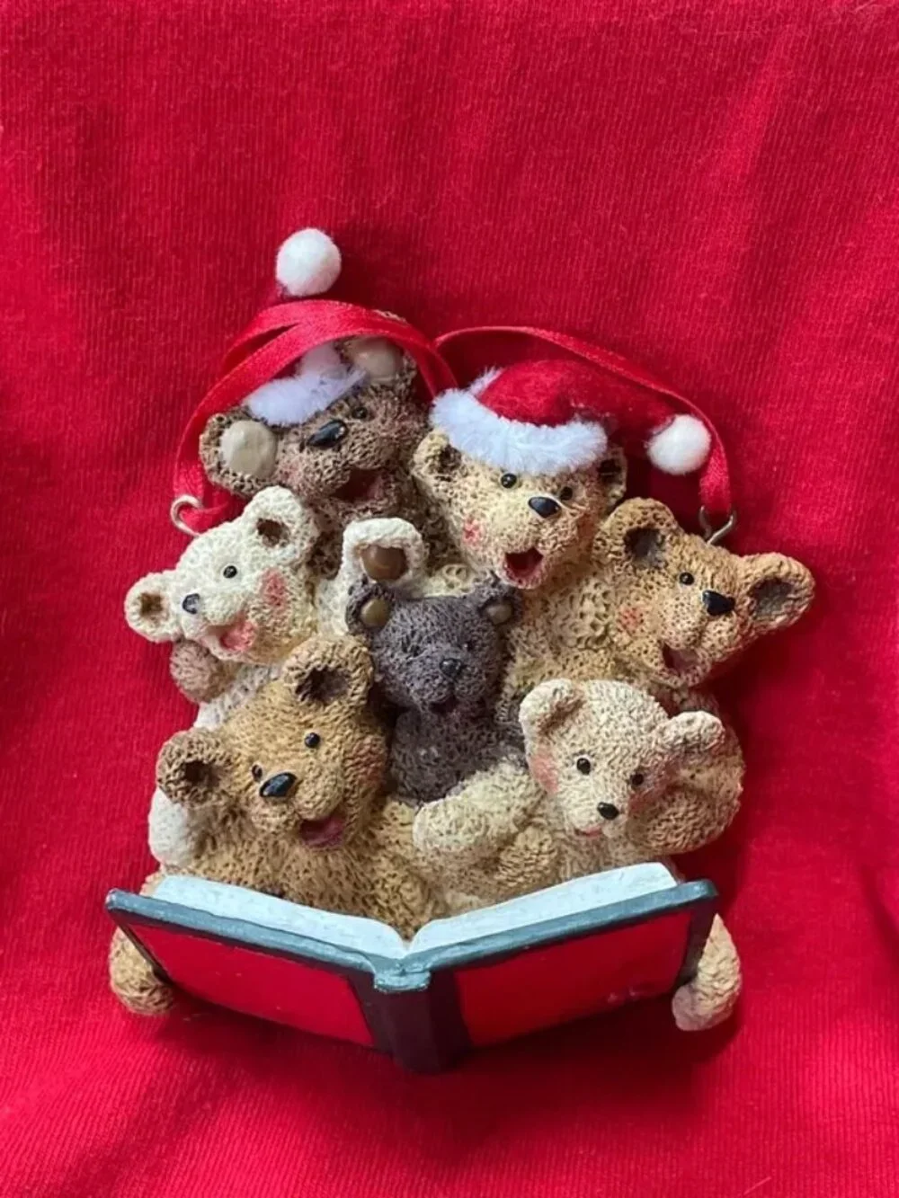 Kurt S. Adler W6546 Holly Bearies Christmas Ornament - Choir Teddy Bears
